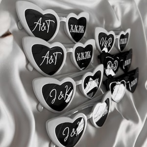 Personalisierte Herz-Brille – Namen & Datum | Hochzeit, Junggesellinnenabschied, Party-Accessoire