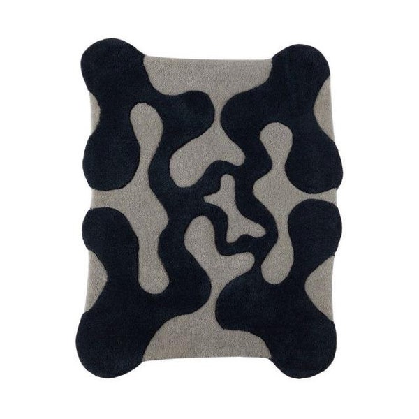 Amoeba Shaped Grey-Black, Irregular Shaped  Hand-Tufted Carpet 100% Wool Handmade Wool Area Rug Carpet for Home, Bedroom,Living Room,Office.