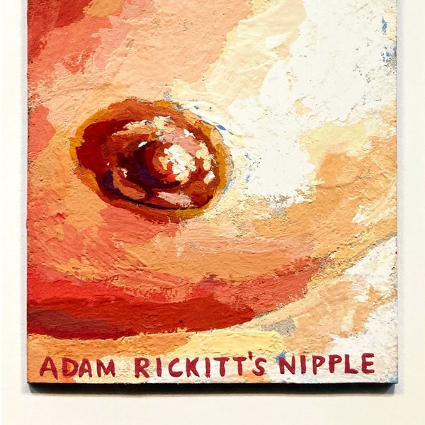 Adam Rickitt's Nipple  -fine art print of my gouache painting - gay art, queer art, hunk, soap actor, naked male art, nipple, twink