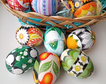 Ostern Ornamente Handbemalte Holzeier Ukrainische Pysanky Eier