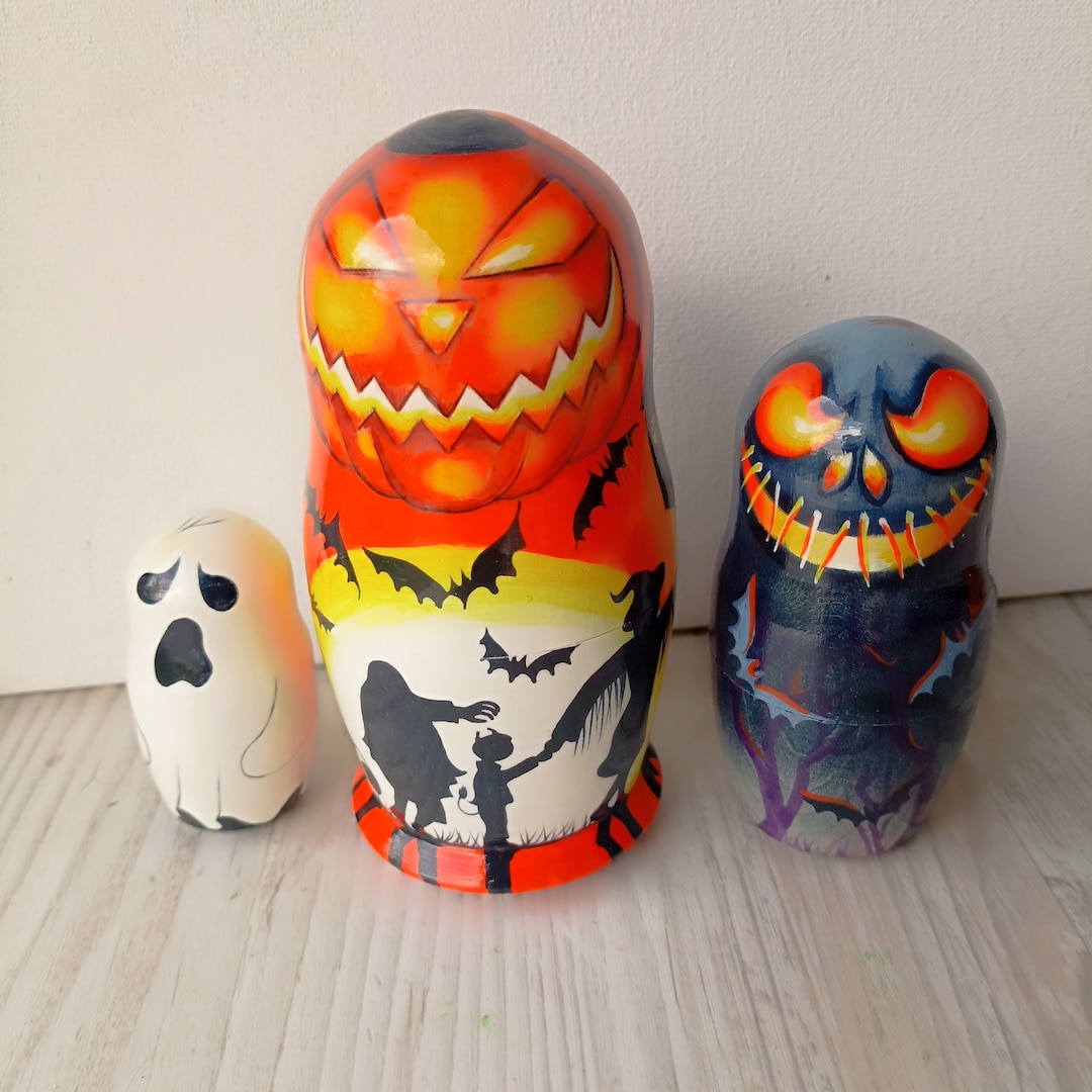 Ghost Nesting Dolls Set of 3 Handpainted Wooden Dolls for Etsy