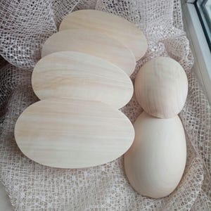 Natural Wooden Eggs Halver for Crafts Wood Blanks Ornaments Decoupage Easter Eggs Plan