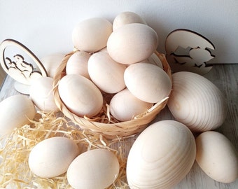 Natural Wooden Eggs for Crafts Wood Blanks Ornaments Decoupage Easter Egg on stand Plan Natural Wooden Eggs Ostereier
