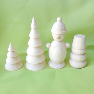 Wooden Christmas Tree Snowman Blanks Unfinished Wood Blocks