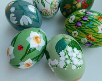 Paasornamenten Oekraïense paaseieren Pysanky-eieren Handgeschilderde houten eieren Oekraïense souvenir Paasdecor buiten Handgemaakte paascadeaus