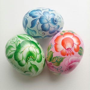 Ostern Ornamente Ukrainische Ostereier Set mit 3 Pysanky Eier Handbemalte Dekorative Ostereier aus Holz Ostern Dekor Handgemachte Ostergeschenke