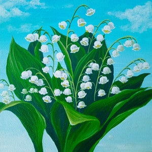 Maiglöckchen Original Kunst Frühlingsblumen Blumenbild mit Maiglöckchen Blumen-Stillleben Maiglöckchen Original