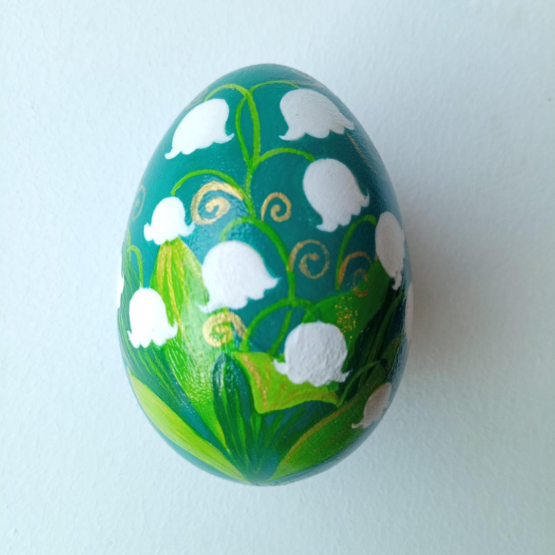 Hand Painted Wooden Egg With Lily of the Valley Flowers, Spring Floral ...