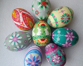 Hand Painted Easter Eggs: Pysanky Wooden Ornaments