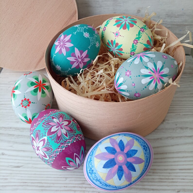 Hand Painted Easter Eggs Ornaments Pysanky Eggs Painted Wooden Eggs
