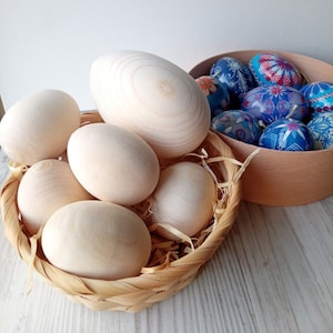 Uova di legno naturali per artigianato, ornamenti in legno grezzo, decoupage, uova di Pasqua, progetto, uova di legno naturali