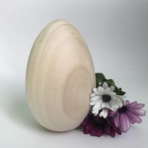 Natural Wooden Eggs for Crafts wooden egg with a flat bottom height Wood Blanks Ornaments Decoupage Easter Eggs Plan h-4.72&quot; Montessori Toy