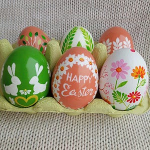 Hand painted Easter Eggs Ornaments Pysanky Eggs set of 6 Painted Wooden Eggs Spring Home Decor Easter Gifts Easter Decorations Ostereier