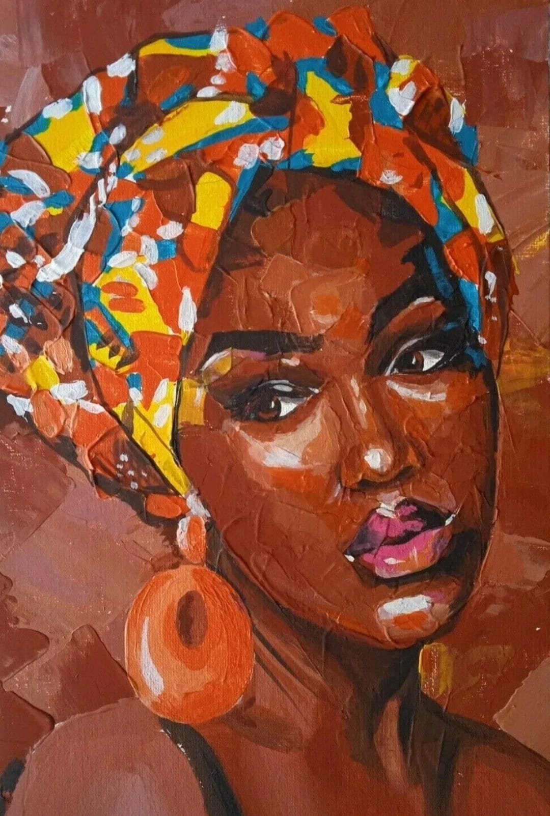 African Woman Original Acrylic Painting: Textured Wall Art - Etsy