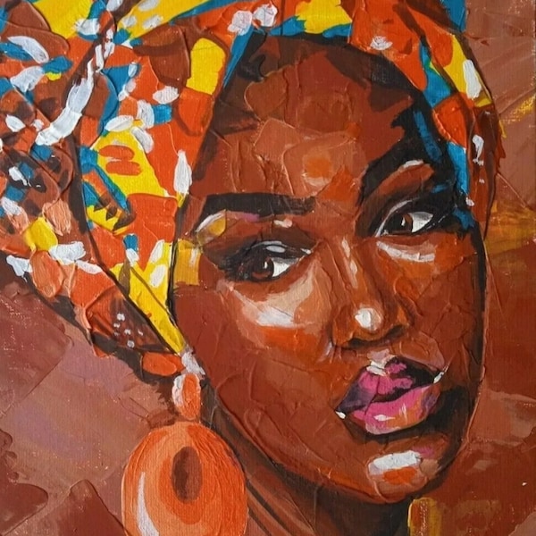 African woman painting Original acrylic painting African woman wall art