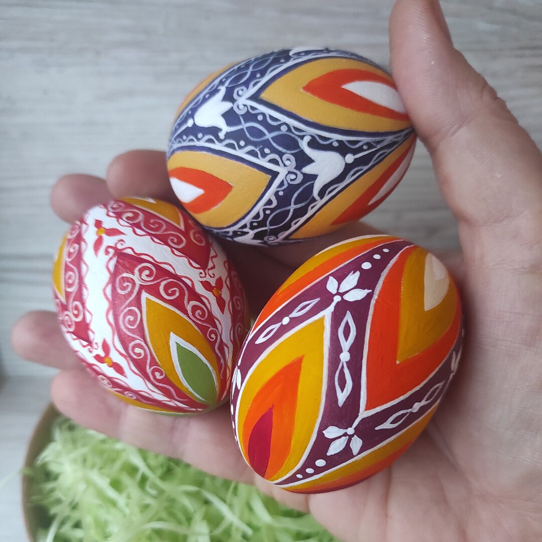 Easter Ornaments Decorative Easter Eggs Pysanky Eggs Wooden Hand ...