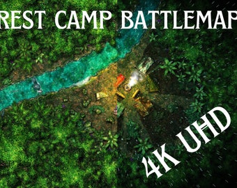 RPG BATTLEMAP rest camp in forest/jungle mountain bike