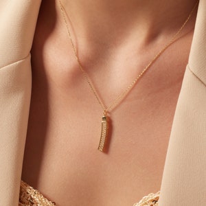 Gold Bar Necklace, Vertical Bar Gold, Vertical Necklace, Gold Vertical Bar, Minimal Necklace, Gift for Her, Gold Dainty Necklace image 8