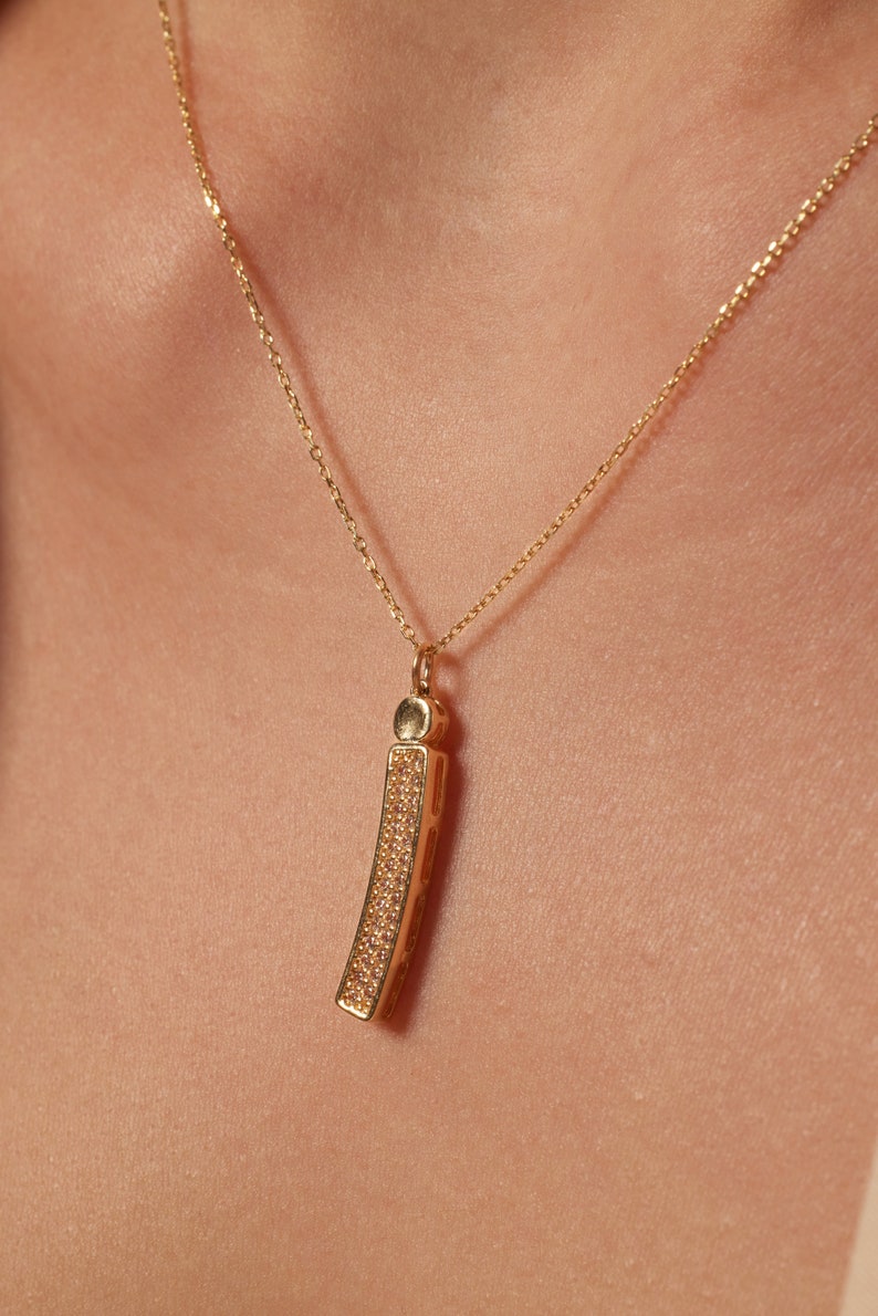 Gold Bar Necklace, Vertical Bar Gold, Vertical Necklace, Gold Vertical Bar, Minimal Necklace, Gift for Her, Gold Dainty Necklace image 4