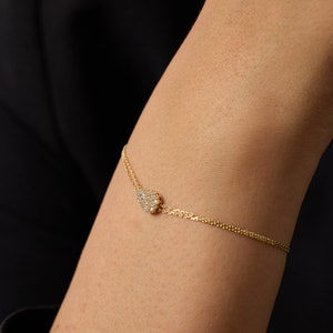 Solid Gold Bracelet, Charm Bracelet, Drop Bracelet, Dainty Gold Bracelet, Tear Drop Bracelet, 14k Solid Gold, Gift for Mom, Anniversary Gift image 7