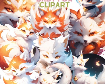 Watercolor Baby Fox Clipart- 35 Images of Cute Fox Clipart, Transparent PNG file. Instand dowload for commercial use.