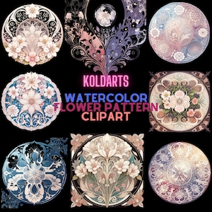 Fleurs éthérées : 48 motifs floraux Clipart - Pétales élégants, dessins botaniques pour invitations, scrapbooking et projets artistiques