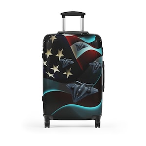 American flag Aircraft Suitcase Personalized suitcase Compact Travel Luggage Backpack  Air Travel Approved Carry-On for Jetsetters
