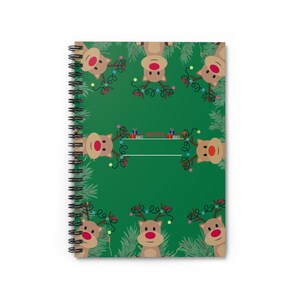 Christmas Deer Spiral Notebook - Ruled Line, Cute Reindeer Christmas Journal, Holiday Planner, Festive Notepad, Winter Lined Diary, Seasonal