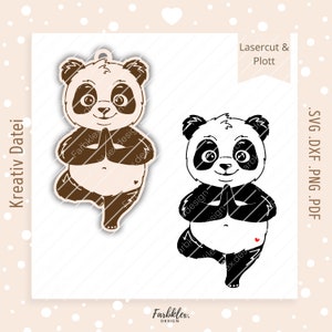 Panda SVG | Lasercut Yoga Lasercut  Plotterdatei Yoga Plotterdatei Panda, süßer Panda Cricut, Laser cut file, SVG Yoga Panda Sublimation