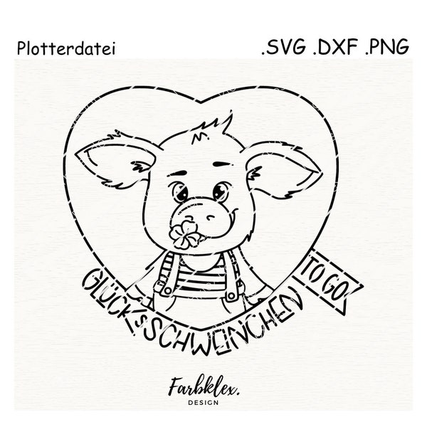 Plotter file lucky pig SVG, plotter file pig SVG, piggy SVG plotter file lucky, pig luck, laser file lucky pig,