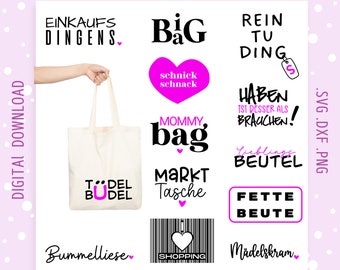 Sprüche für Beutel Plotterdatei | Taschen Sprüche Bundle svg, German  Plotterdatei SVG, Plotten SVG, Taschensprüche SVG, Cricut Svg