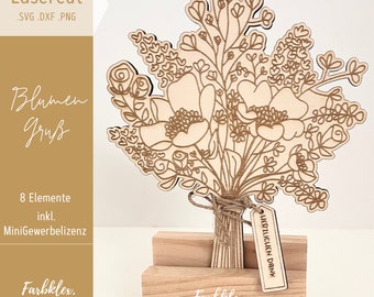 Laser file flower bouquet, laser cut flower bouquet gift SVG DXF PNG Mother's Day laser file flower laser cut birthday, digital download