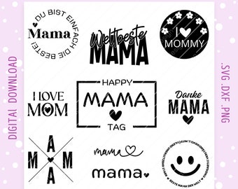Plotterdatei Muttertag | Muttertag SVG | Mama SVG | Cricut Download Plottern Bundle | Geschenk Muttertag, Muttertag, Plotter Ideen, Mama
