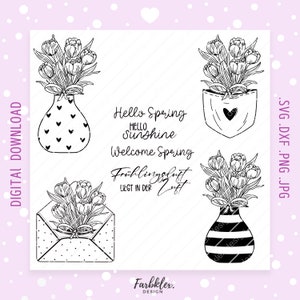 Arquivo plotter Primavera floral SVG PNG Pacote de primavera Páscoa SVG Flores de aniversário Arquivo plotter Pacote de flores de primavera Camisa svg Arquivo Cricut