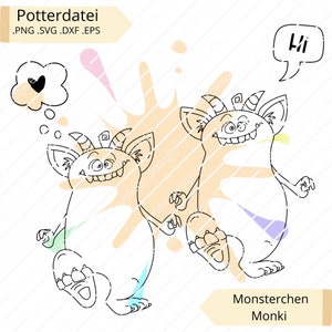 File del plotter Monster Monki | Modello di plotter Modello di maglietta mostro Modello di sublimazione per adolescenti divertente