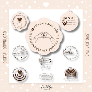 Laserdatei Adieu Kita | Dankeschön Anhänger SVG DXF PNG Geschenke Verpacken Vektor Geschenkanhänger Erzieherin Laser Cut Digital Download