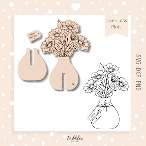Vase à fleurs de fichier laser | Pâques SVG Anniversaire Bouquet Fête des Mères SVG PNG Décoration de Pâques Cadeau Femme Plotter Fichier Téléchargement numérique