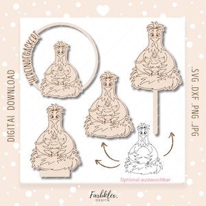 Fichier laser poulet | Fichier traceur Poulet SVG DXF PNG Laser Cut Chicken Wreath Cake Topper Laser File Bundle Téléchargement numérique