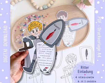 PDF Knight Invitation | Children's Birthday Invitation, Creative Birthday Invitation for Kids, Party Invitation Cards, Digital Invitation