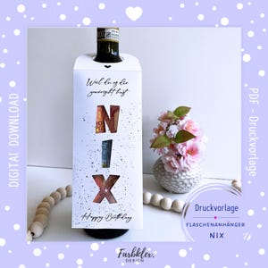 Print template money gift | PDF Download Birthday wine label money packaging wish fulfiller wine pendant last minute gift birthday