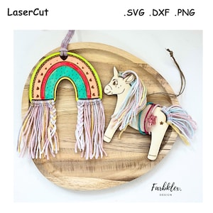 Laserdatei Einhorn | Diy Kit Kindergeburtstag Regenbogen  SVG DXF PNG Bastelset Kinder diy Laser Cut Digital Download