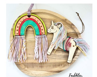Archivo láser unicornio | Kit de bricolaje Cumpleaños infantil Arco iris SVG DXF PNG Craft Set Niños diy Corte láser Descarga digital