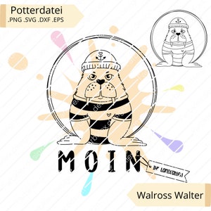 Plotter file Walrus Walter Moin | Plotter template Maritime Plotter file as PNG, SVG, Plotter and Laser Cricut Brother Silhouette digital file