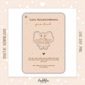 Lime laser porte-bonheur | Cadeau de câlin de poche SVG DXF PNG Porte-bonheur de câlin de poche Découpe laser Téléchargement numérique Fichier laser Éléphant svg