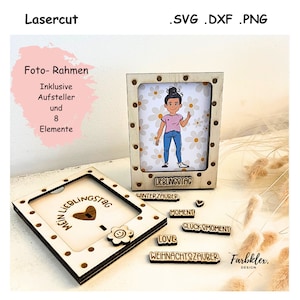 Marco de fotos con archivo láser | Marco de fotos SVG, imán para refrigerador cortado con láser, idea de regalo, marco de fotos SVG, regalo para el Día de la Madre, descarga digital