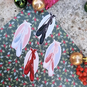 adesivos pendurados de sapatilhas de balé - coleção de quebra-nozes de Natal | artigos de papelaria para balé | Presentes de Natal, presentes de bailarina