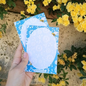 A6 Blue Notepad from our Bumblebee Collection - Bee Stationery | Handcrafted Notepad, Unique Gifts, Spring designs, Summer Stationery
