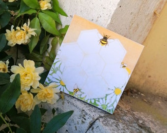 Honingraat Kladblok Hommel Collectie - Bee Briefpapier | Kladblok, handgemaakt briefpapier | Lente- en zomerbriefpapier