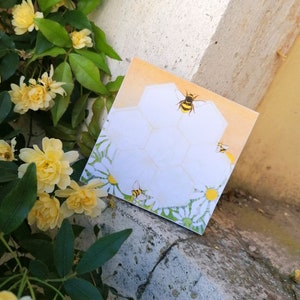 Honeycomb Square Notepad from our Bumblebee Collection - Bee Stationery | Handcrafted BumbleBee Notepad, Spring designs, Summer Stationery