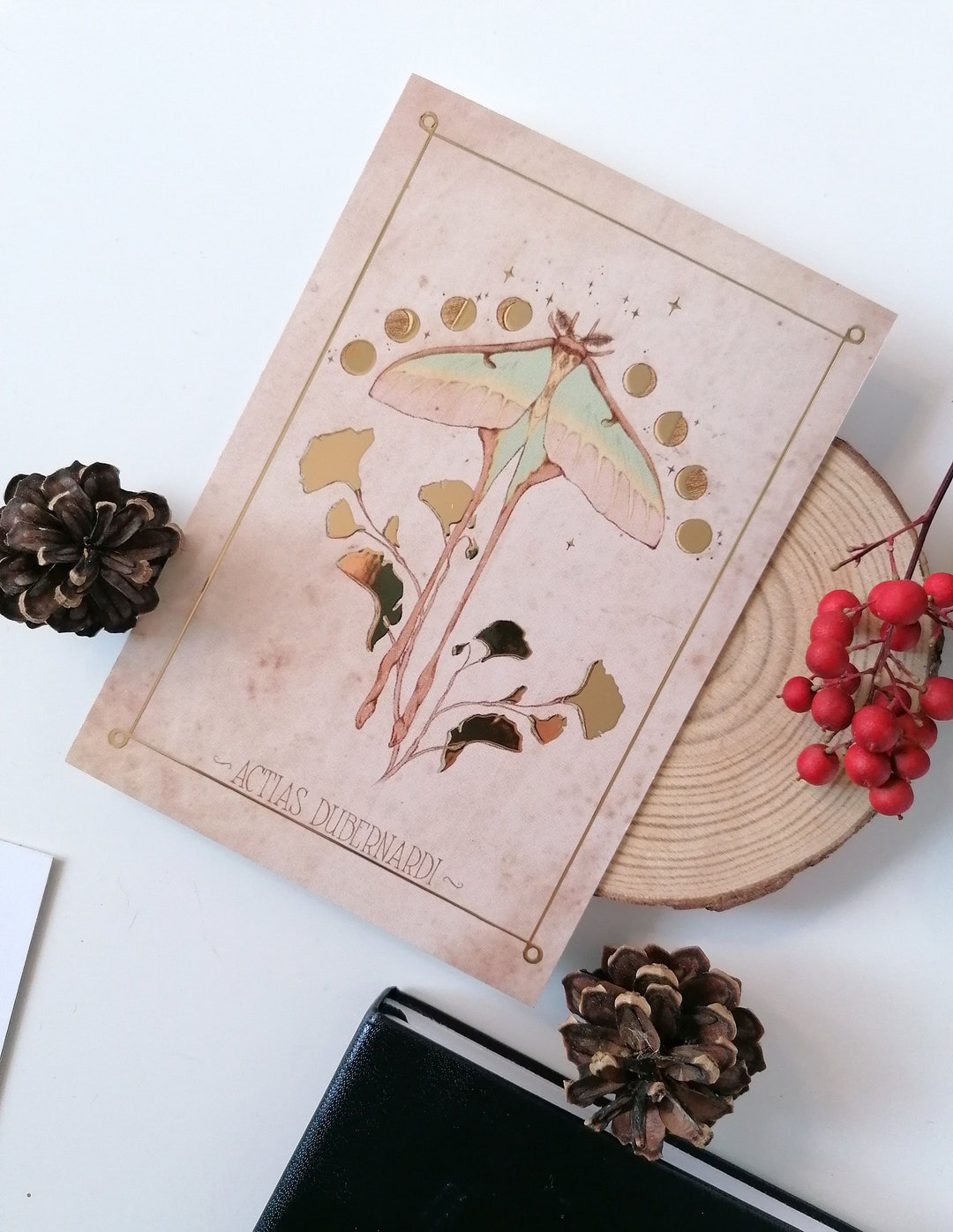 Luna Moth Postcard Gold Foil Special Edition From Our Night Butterfly